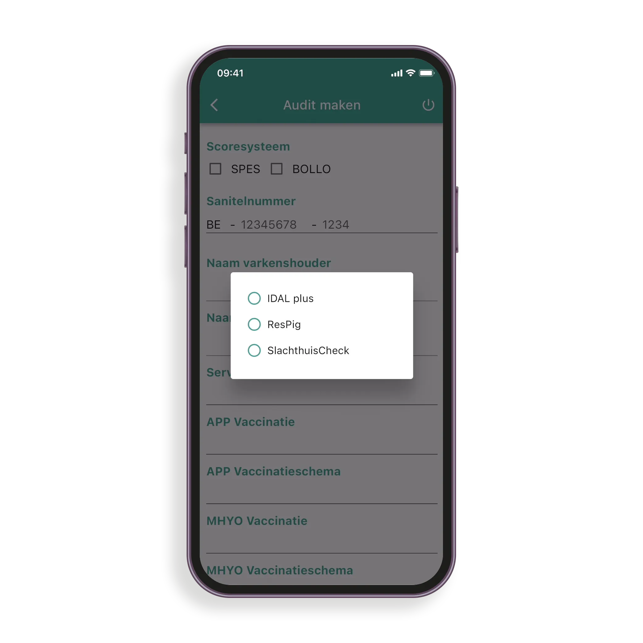 SlaughterCheck — audit screen for lung registration on location