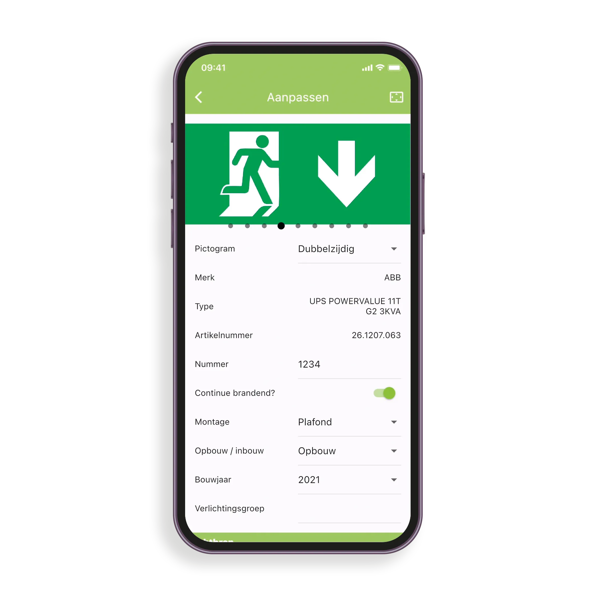 Mastercheck app — register luminaire