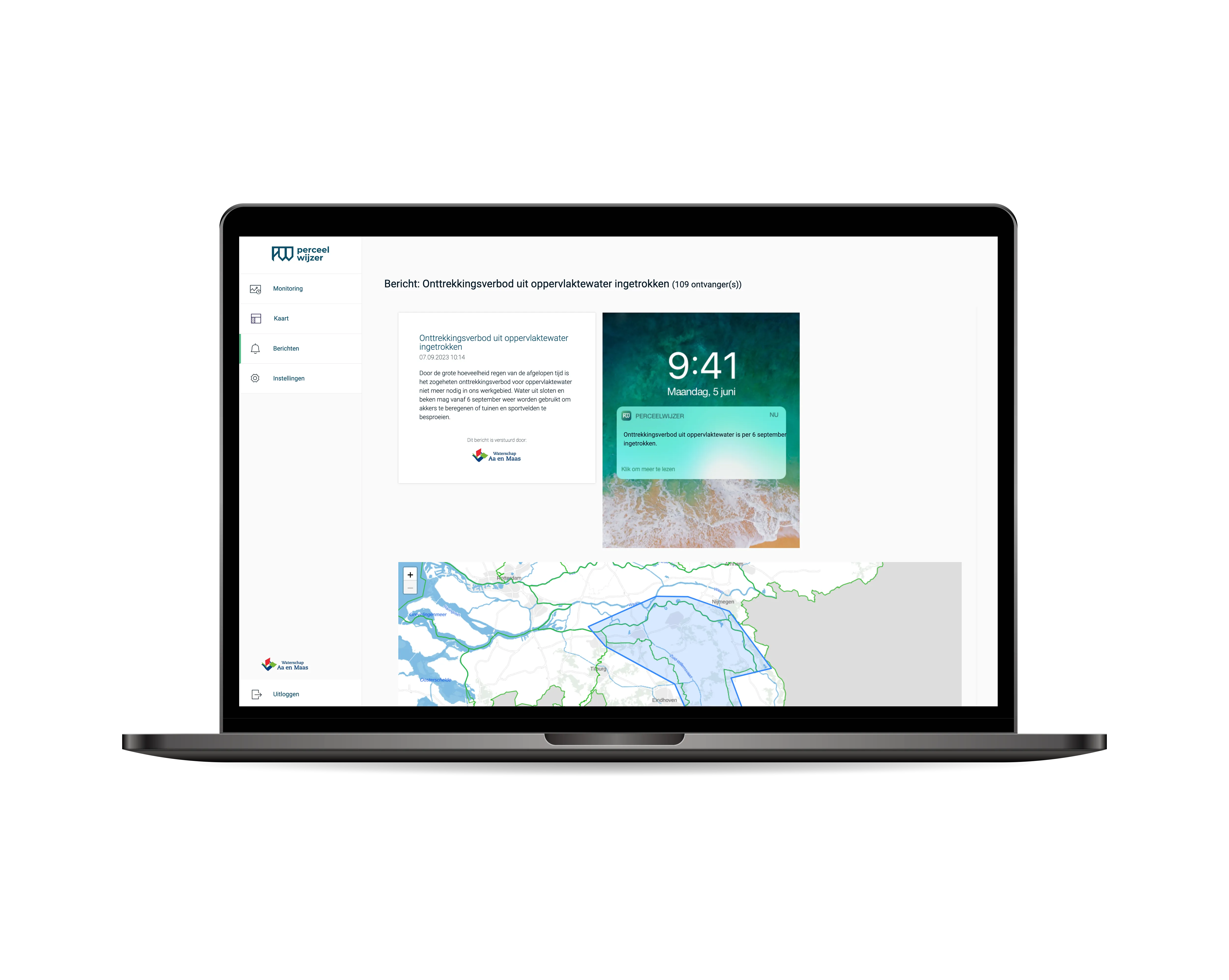Perceelwijzer CMS — berichten beheren per waterschap
