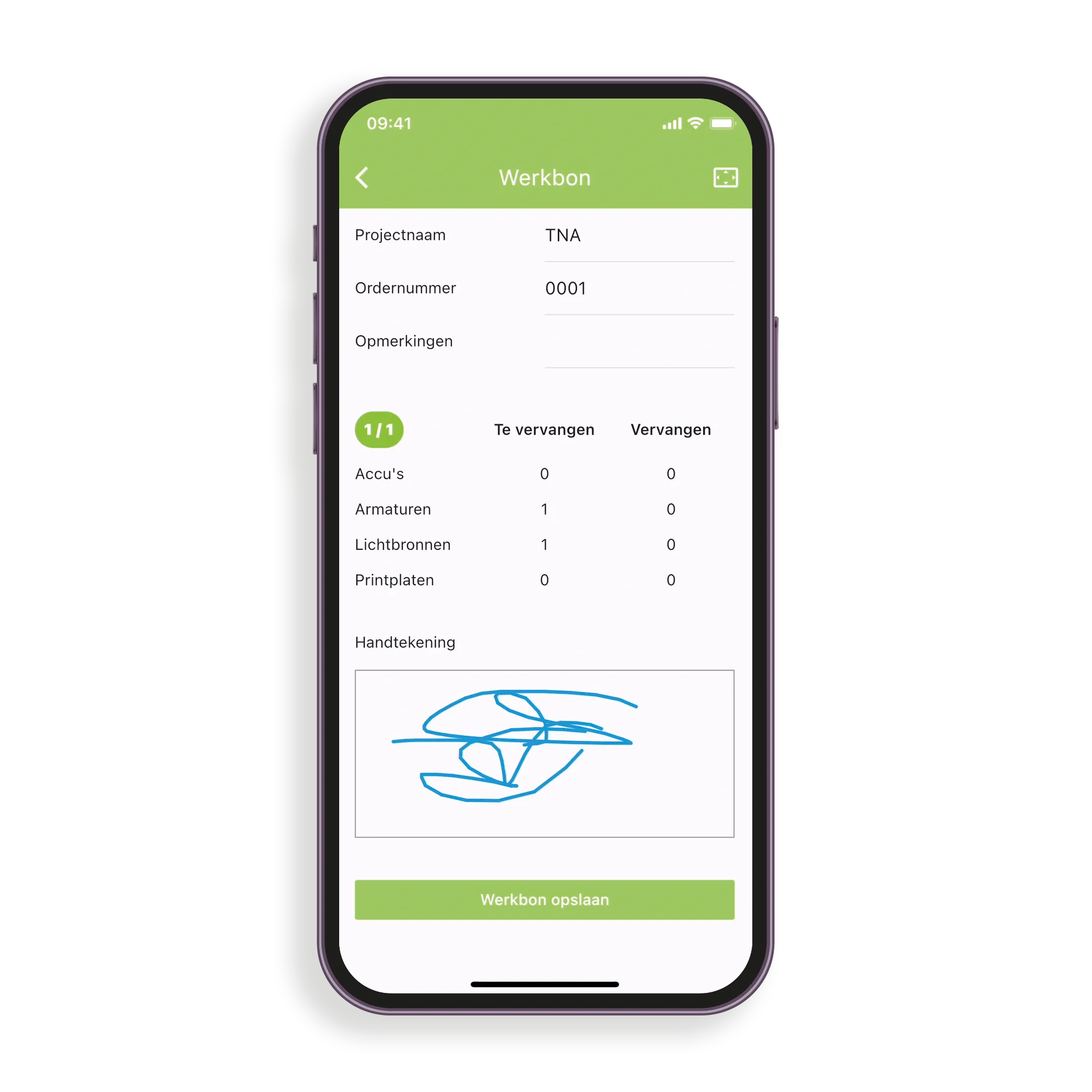 Mastercheck app — work order per inspection
