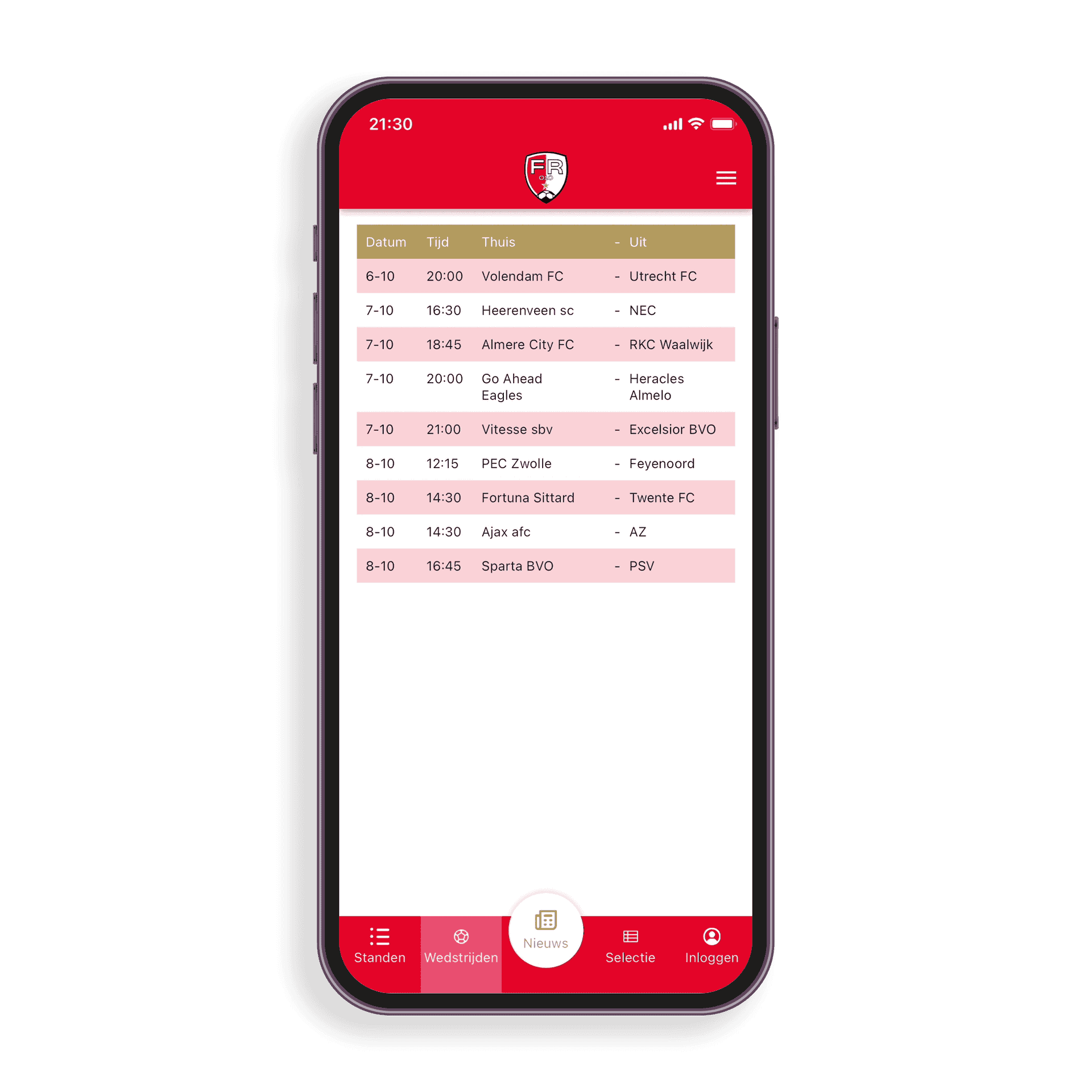 Voetbal Rotterdam - FR010 - Schema